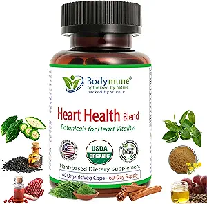 CholesterolSupport Heart Health Blend ← USDA Organic Supplement w/Extracts of Green Tea, Dandelion, Bitter Melon, Moringa TEN 60-Day Supply TEN Vegan, Non-GMO, Gluten-Free, Made in USA