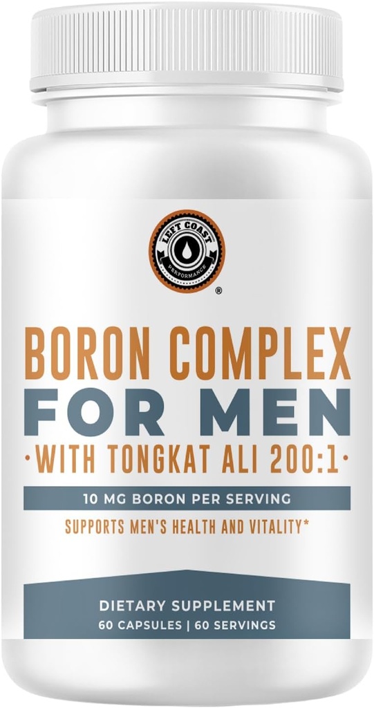 Suplemento de Borón para hombres con Tongkat Ali - Vitamina D3, Zinc Picolinate 30mg, Longjack Tongkat Ali para hombres - Citrate de hierro 10 mg para la salud de los hombres - No GMO, Gluten Gratis, No Allergens - 60 Conde