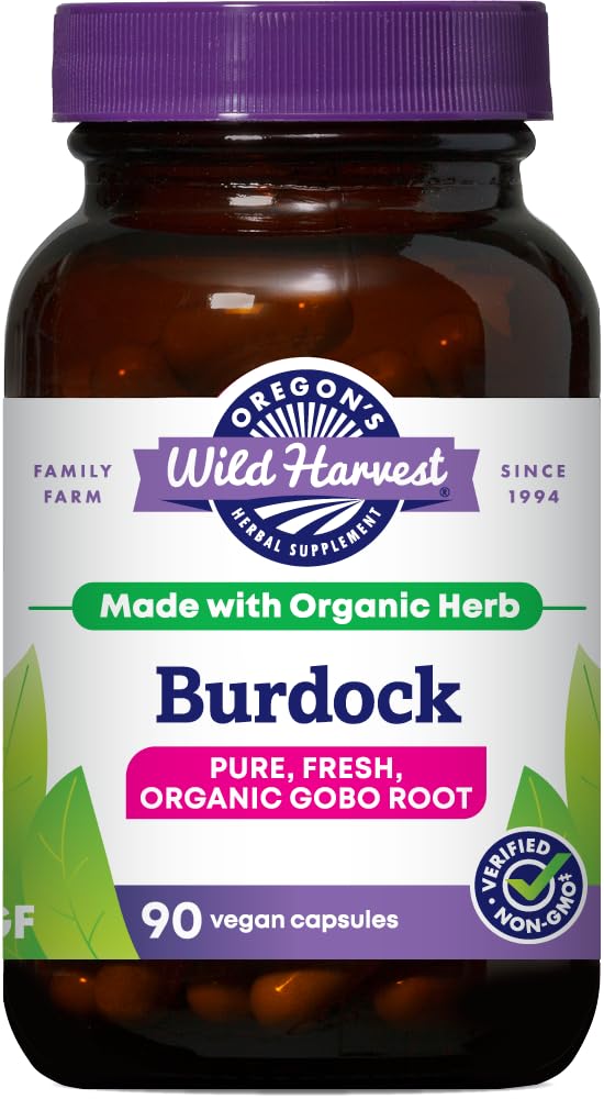 Burdock de cosecha silvestre de Oregón orgánico tradicional suplemento herbal no GMO y Gluten libre Silencio Vegan Capsules, 90 Conde