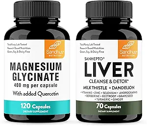 Sandhu's Magnesium Glycinate with Quercetin &amp; Liver Support Capsules ¦ Supports Quality Sleep, Relax &amp; Liver Health Support