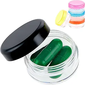 Caja pequeña de Organizador de Píldoras, 5 Pcs Travel Pill Case Holder Portable Daily Mini Pills Container BPA Free Medicine Storage Container for Purse Pocket Briefcase (Blue/Orange/Yellow/Black/Rose Red)