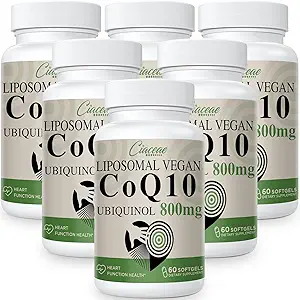 Liposomal CoQ10 800mg Ubiquinol Softgel, Max Absorption Ubiquinol Coenzyme Q10, Ubiquinol CoQ10 Suplemento para Antioxidante, Función cardíaca &amp; Producción de energía, CoQ10 puro 800mg, 360 Vegan Softgels