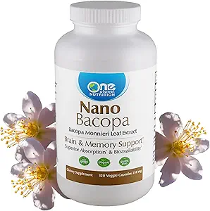 One Planet Nutrition Nano Bacopa 250 mg Veggie Capsules (120 Servings), Bacopa monnieri Extract, Nano for Easy Absorption, Enhances Memory & Focus, Non-GMO, Vegan, Sin gluten