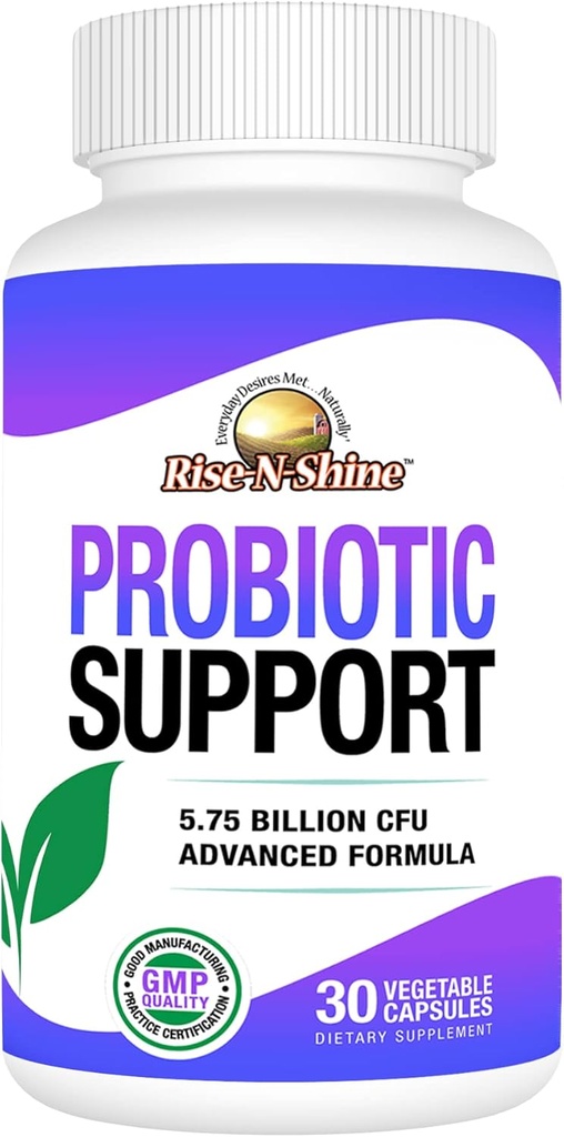 Probióticos Rise-N-Shine para Mujer y Hombre - 5,75 Billion CFU 7 Strains - 30 cápsulas