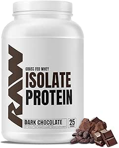 RAW Whey Isolate Protein Powder, Chocolate oscuro - 100% Grass-Fed Sports Nutrition Whey Protein Powder for Muscle Growth & Recovery - Low-Fat, Low Carb, Naturally Flavored & Sweetened - 25 Servings