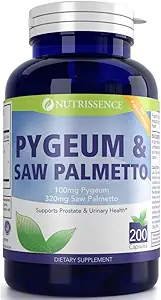 Pygeum y Saw Palmetto 200 cápsulas - 100mg Pygeum & 320mg Saw Palmetto - Salud Hombre - Prostata &amp; Suplemento de salud urinaria