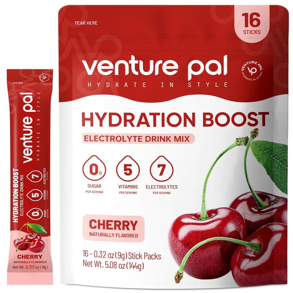 Venture Pal Sugar Free Electrolyte Powder Packets - Liquid Daily IV Drink Mix for Rapid Hydration " Party Recovery TEN 5 Vitaminas " 7 Electrolytes Anterior Keto Friendly ← Non-GMO TEN Certified Vegan TEN 16 Sticks