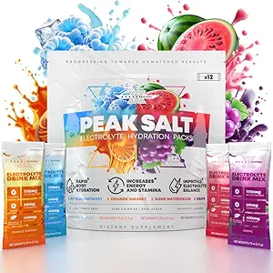 Electrolytes Powder Packets - Salt Electrolyte Drink Mix for Rapid Hydration - Non-GMO, Vegan Friendly, Gluten Free & Sugar Free Electrolytes Powder - Variety Pack (12 Packets)