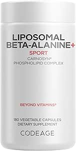 Codeage Liposomal Beta-Alanine Supplement - CarnoSyn Beta-Alanine - Suministro de 2 meses - Entrega Liposomal - Pre Workout, Post Workout and Sport Supplementation - Non-GMO - 180 Capsules