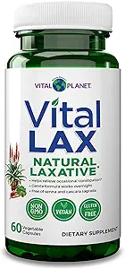 Vital Planet - Vital Lax Natural Laxative Cleanse Supplement for Occasional Constipation, con Magnesium Hydroxide, Slippery Elm, Aloe, y Triphala para soportar la regularidad del intestino 60 cápsulas