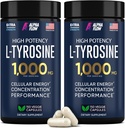 [2 Pack] L-Tyrosine 1000MG Capsules - Natural L Tyrosine Supplement for Kids & Adults - Energy Boost and Brain Supplement - 2x la potencia de L-Tyrosine 500mg cápsulas - 300 Vegan LTyrosine cápsulas