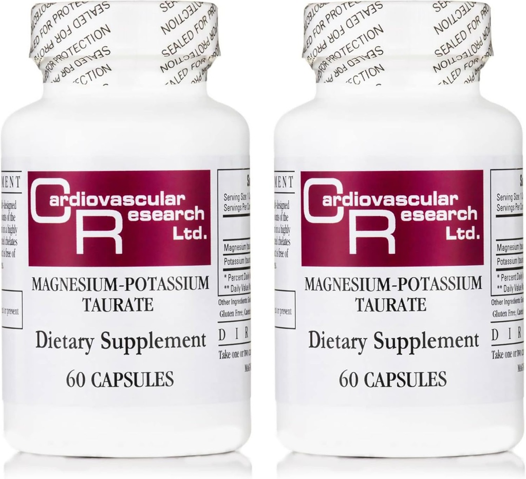 Cardiovascular Research Magnesium-Potassium Taurate - Patent Pending - 60 Veggie Caps X 2 Botellas