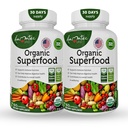 Ecológico Superfood Greens Fruits and Veggies Complex - Suplemento dietético con 14 Verdes &14 Verduras con Alfalfa Rich en Antioxidantes Ingredientes orgánicos No GMO (120 Conde Pack of 2)