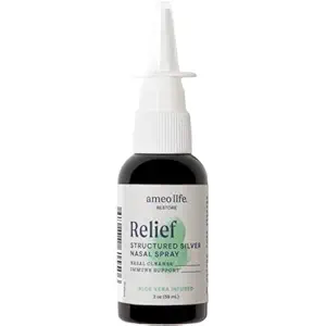 Ameo Life Aloe-Infused Colloidal Silver Nasal Spray 24 PPM - Nose Spray with Natural Ingredients for Soothing Relief of Nasal Congestion, Sinus Congestion, Mucus, & Irritation - for Daily Use (2 oz)