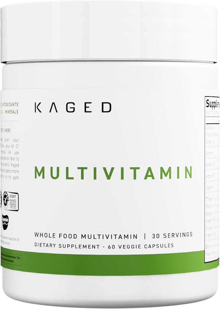 Kaged Multivitamin Capsules ← Alimentos completos Frutas orgánicas " verduras  tolera Plant Based Vegan Multivitamin ← Vitamina C, D, E, B12 Silenciosos Suplementos para Hombres " Mujeres Anterior 30 Sirviendo