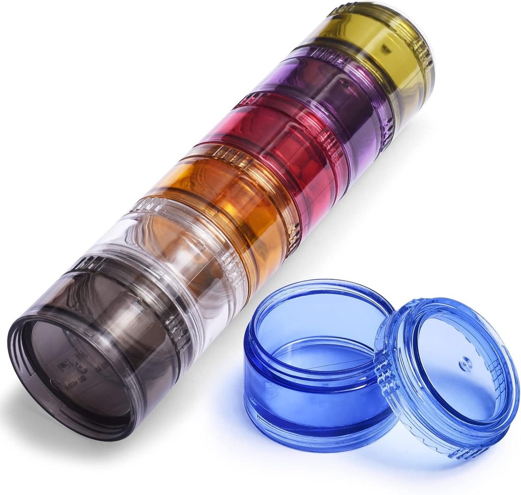 Cilíndrico Pocket Pharmacy Moisture-Proof Travel Pill Organizer Combinación Libre de Siete Colores Pill Box 7 Day