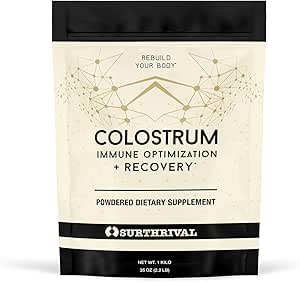 Surthrival: Colostrum Powder (1 Kilo, 2.2lbs), Immune Optimization &amp; Recovery, Powdered Dietary Supplement, Gut Health, Immune Support, Keto Friendly