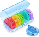Sukuos gran organizador semanal de píldoras 2 veces al día, Daily Pill Box 7 Day Easy to Open with Double Protection, AM PM Pill Case for Medicine/Vitamin/Fish Oil/Supplements (Blue)