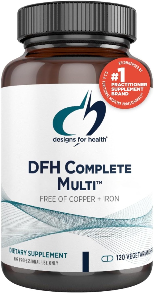 Diseños para la salud DFH Completa Multi - Multi vitamina completa + suplemento mineral con folato, 1000 UI Vitamina D, Immune Support Vitaminas - Multivitamínico sin cobre, sin hierro (120 cápsulas)
