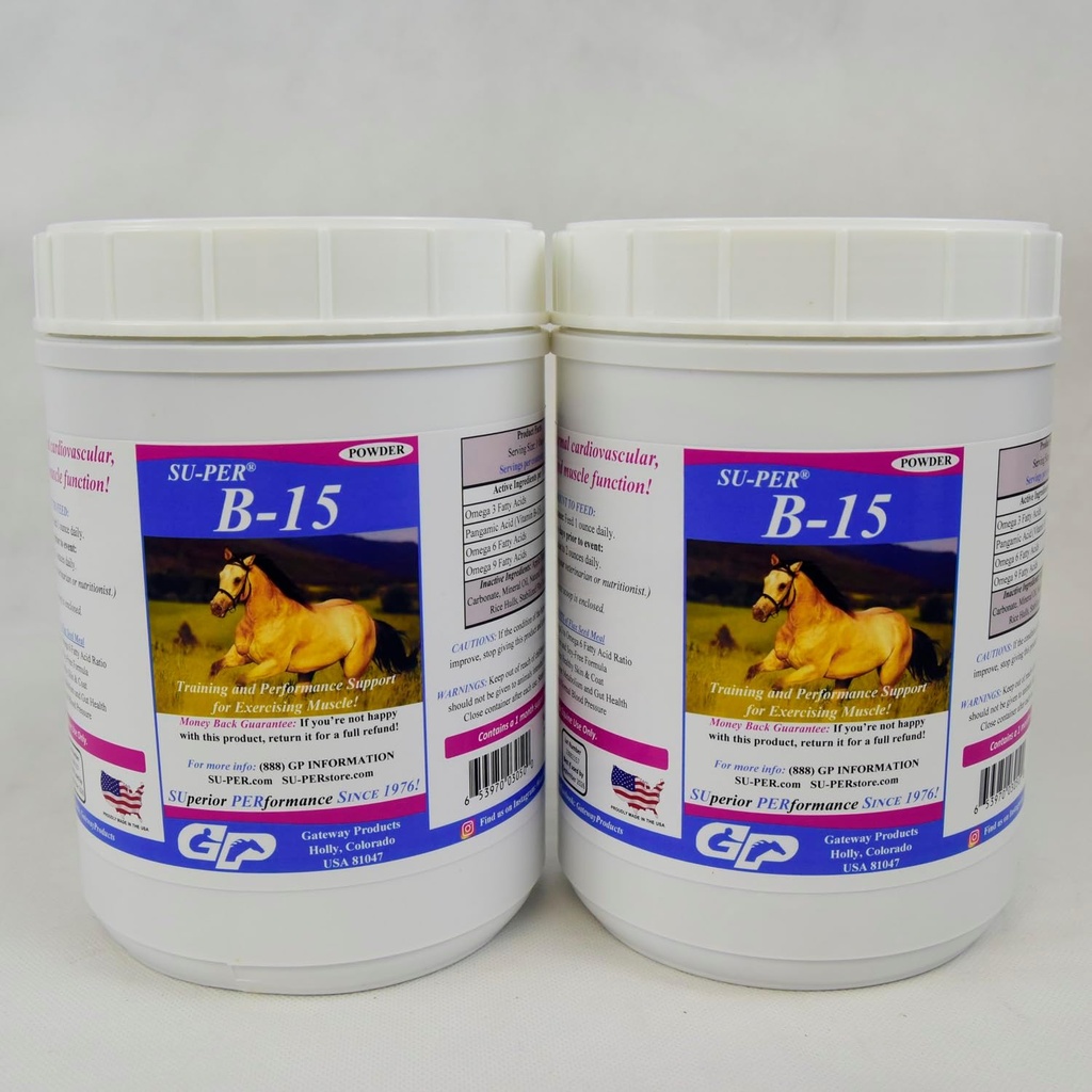 SU-PER B-15 Suplemento de Vitamina para Caballos - Equina Vitamina B-15 Polvo para Soporte de Rendimiento - 2,5 libras, (2 Pack)