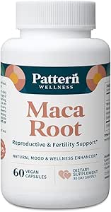 Pattern Wellness Maca Root for Men &amp; Women - 10,000mg - Natural Mood & Wellness Enhancer - Unique Optimum Blend for Fertility, Reproductive & Whole Body Health - 60 Vegan Capsules
