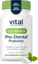 Hiperbióticos Vital Nutrients Pro Dental Probiótico Silencio Clínicamente Estudiado BLIS K12 y M18 ← Probióticos Orales para el Tratamiento de la Respiración Malosa para Adultos ← Salud Oral para Dientes y Gums TEN 90 Mint Tablets