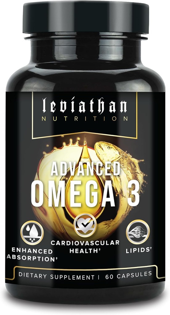 Leviathan Fish Oil Omega 3 cápsulas ← Premium Norwegian Omega 3 Fish Oil for Heart, Brain, &amp; Immune Support ← Absorción Superior Triple Strength Fish Oil Suplementos - Formulario gratuito EPA & DHA