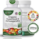 Organic Superfood Greens Fruits and Veggies Complex with Ashwagandha
