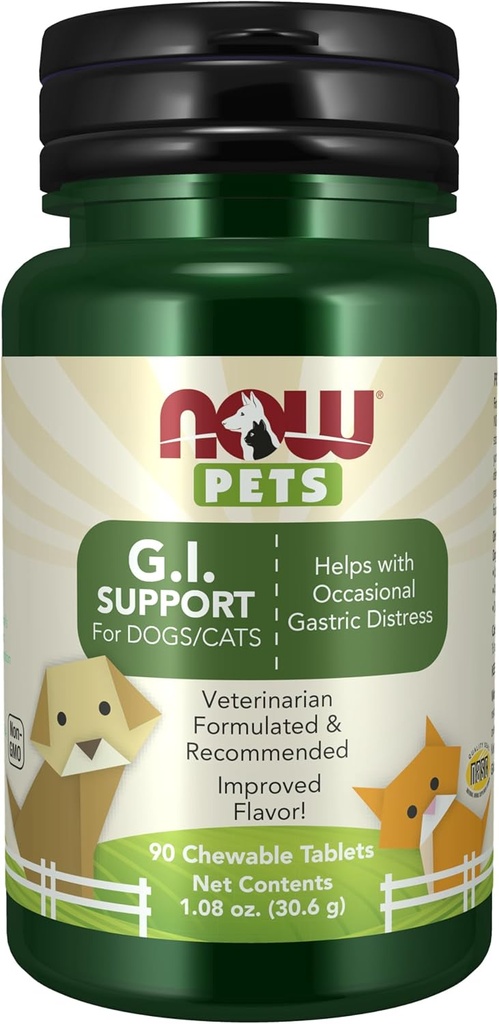 AHORA Pet Health, G.I. Support Supplement, Formulated for Cats & Dogs, NASC Certificado, 90 Chewable Tablets