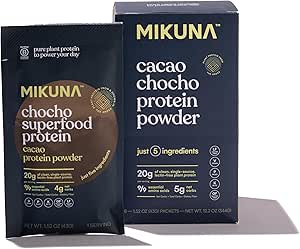 Mikuna Chocho Superfood Protein, Pólvora de proteínas de base vegetal, Paquetes de viaje - Vegan, Gluten Gratis, 3g Net Carbs o Menos, y Bioavailable, No-Isolato (8 Servings, Cacao)