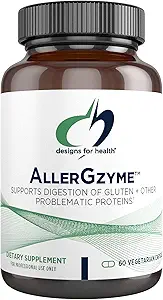 Designs for Health AllerGzyme Digestive Enzymes Supplement - Supports Digestion of Gluten, Dairy + Problematic Proteins with Protease + Bromelain - Non-GMO + Dairy Free (60 Capsules)