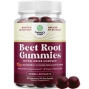 Gotas de remolacha de remolacha - Gummies de remolacha vigorizante para adultos Nitric Oxide Energy & Heart Health Support with Grapeseed Pomegranate & Vitamin B12 - Vegan Non-GMO & Gluten Free (1 Mes)