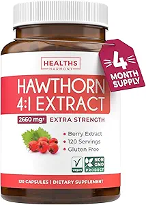 Super Potent Hawthorn Berry Extract Capsules - Suplemento de Berry Hawthorn Hecho de Concentrado de Fuerza Extra para apoyar la salud cardíaca y digestiva - Vegan Non-GMO & Gluten Free (4 Month Supply)