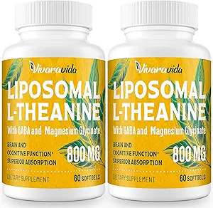 L-Theanine 800mg Suplemento con GABA y Magnesium Glycinate - Compuesto natural, sueño y relajación (120 Softgels)