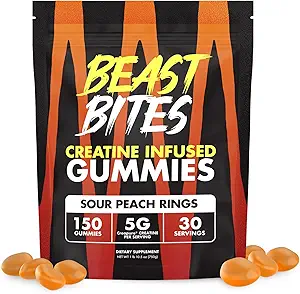 BEAST BITES - Critina Infused Gummies - 5g Crepure Creatine Monohydrate Por Serving - NSF Certified for Sport - 30 Servings