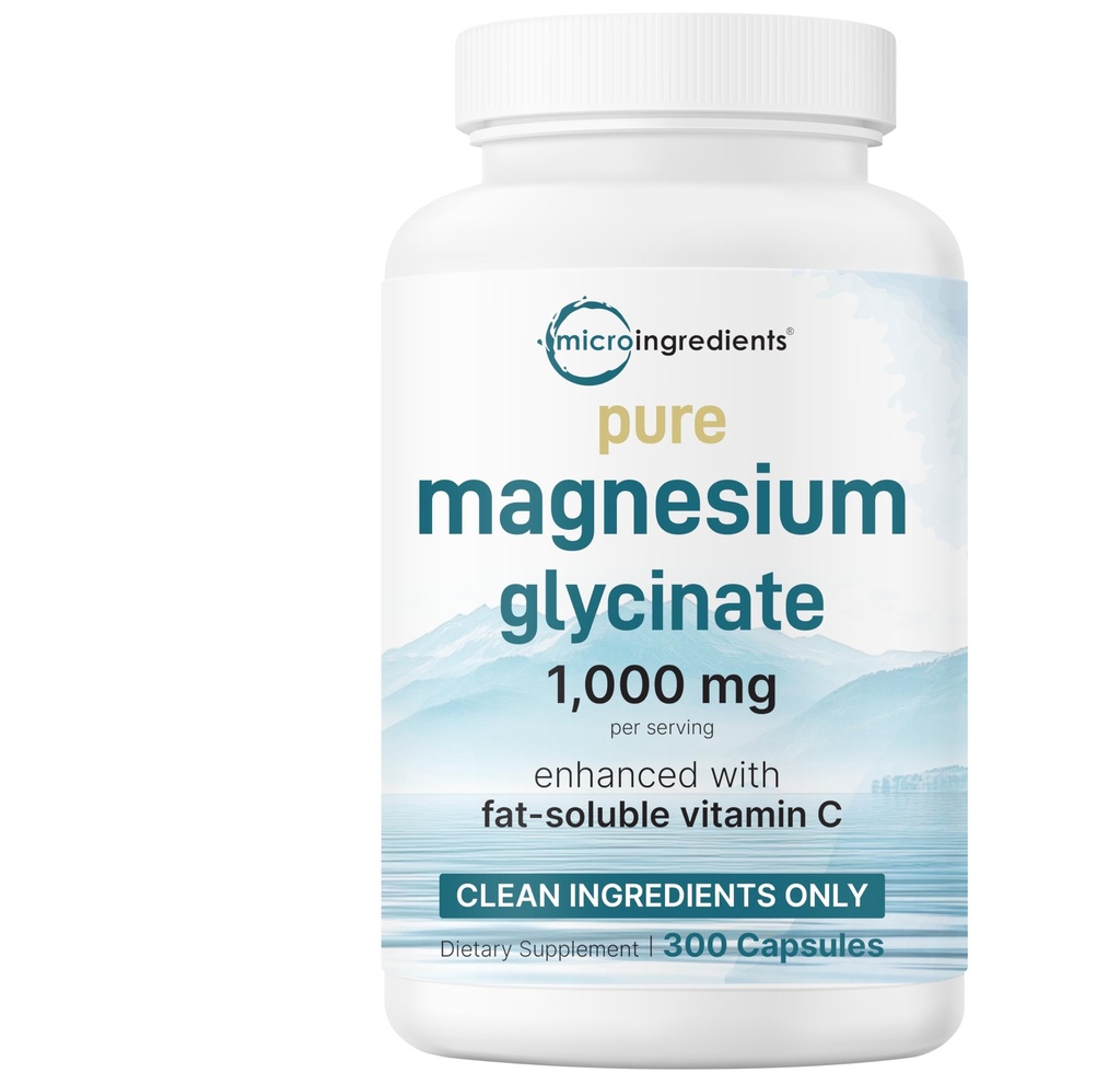 Pure Magnesium Glycinate 1,000mg, 300 Capsules | 100% Chelated for Max Absorption | Enhanced with Vitamin C | Only Uses Active Ingredients