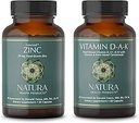 Natura Health Products Vitamina D-A-K y 25 mg Zinc Supplement Bundle - Supports Healthy Bone, Heart and Vision Function - Supports Cellular Health and a Healthy Immune Response