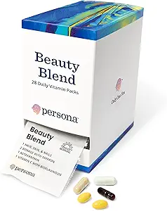 Persona Nutrition Beauty Blend Vitamin Pack for Hair, Skin & Nails (28 Pack) – Incluye ácido hialurónico, Collagen, Borage con Saffron &amp; Vitamina C