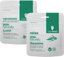 Suplementos de serotonina " Natural l theanine ← Serotonin Mood Support " Stress Relief Supplements TEN 5HTP 100mg + 250mg L theanine Capsules TEN 2 Month Supply ANTE Vegan