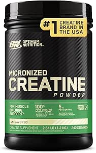 Optimum Nutrition Micronized Creatine Monohydrate Powder, Desflavored, 240 Servings, 1200 Grams (Packaging May Vary)