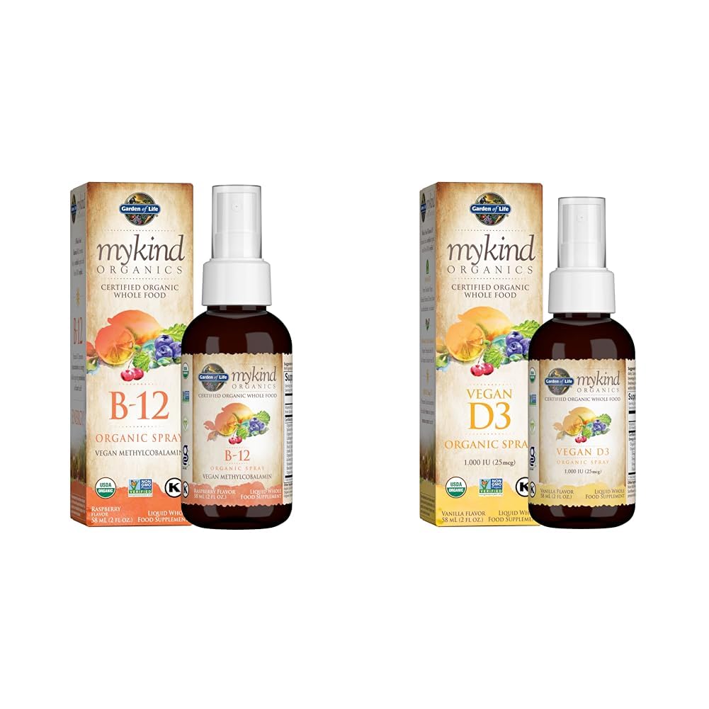 Garden of Life Organics B12 Vitamina - Whole Food B-12 for Metabolism and Energy & Vitamin D3 Liquid 1000 IU Por Spray