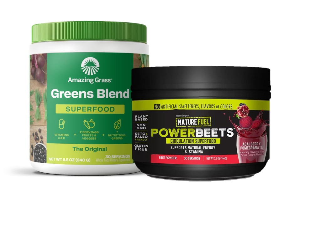 Amazing Grass Greens Blend Superfood: Super Greens Powder Smoothie Mix for Boost Energy, 30 Servings & Nature Fuel Power Beets Powder, Beet Root Powder, Support Natural Energy, 30 Servings