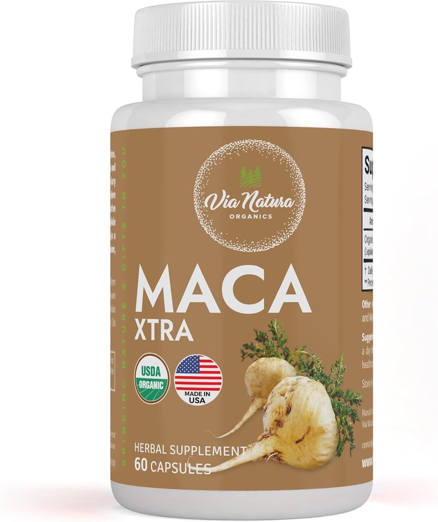 Maca Xtra Capsules 1000mg Silencio Orgánica Suplemento Herbal Silencio Fuente Natural de Aminoácidos Hierro &amp; Magnesio