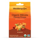 Wedderspoon Organic Manuka Honey Drops, Ginger & Echinacea, 20 Count | USDA Organic | Genuine New Zealand Honey, Natural Remedy for Dry Throat