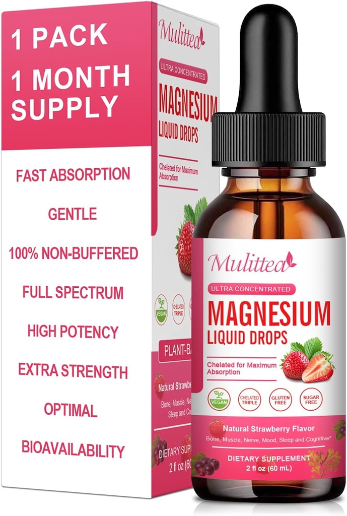 Magnesium Glycinate Liquid, High Potency Magnesium Glycinate, Citrate, Sugar Free Vegan Non-GMO Complex Supplement Promotes Nerv,Relaxation,Muscle,Sleep Support*