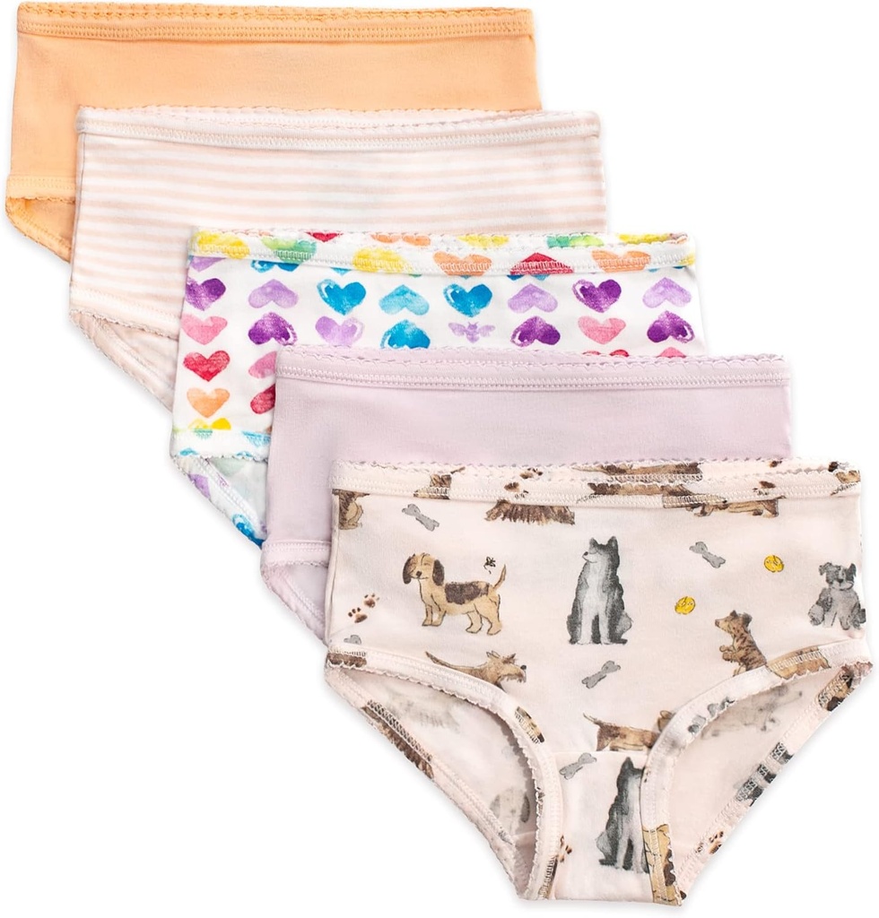 Bees Bees Baby Toddler Girls' Underwear Set de 5 - Solids, Stripes,Prints, Tag-Free with Sizes for 2T to 8 Years Old