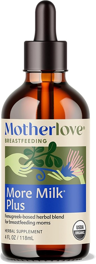 Motherlove More Milk Plus Tincture (4 oz Tamaño del valor) Lactación basada en Fenugreek Suplemento de apoyo a la oferta de leche materna—USDA Certified Organic, Vegan, Kosher, Soy-Free