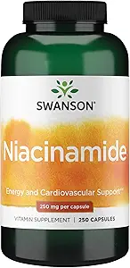 Swanson Niacinamide - Vitamin B3 Supplement Promoting Heart Health & Energy Support - May Support Healthy Joint Function - (250 Capsules, 250mg Each)