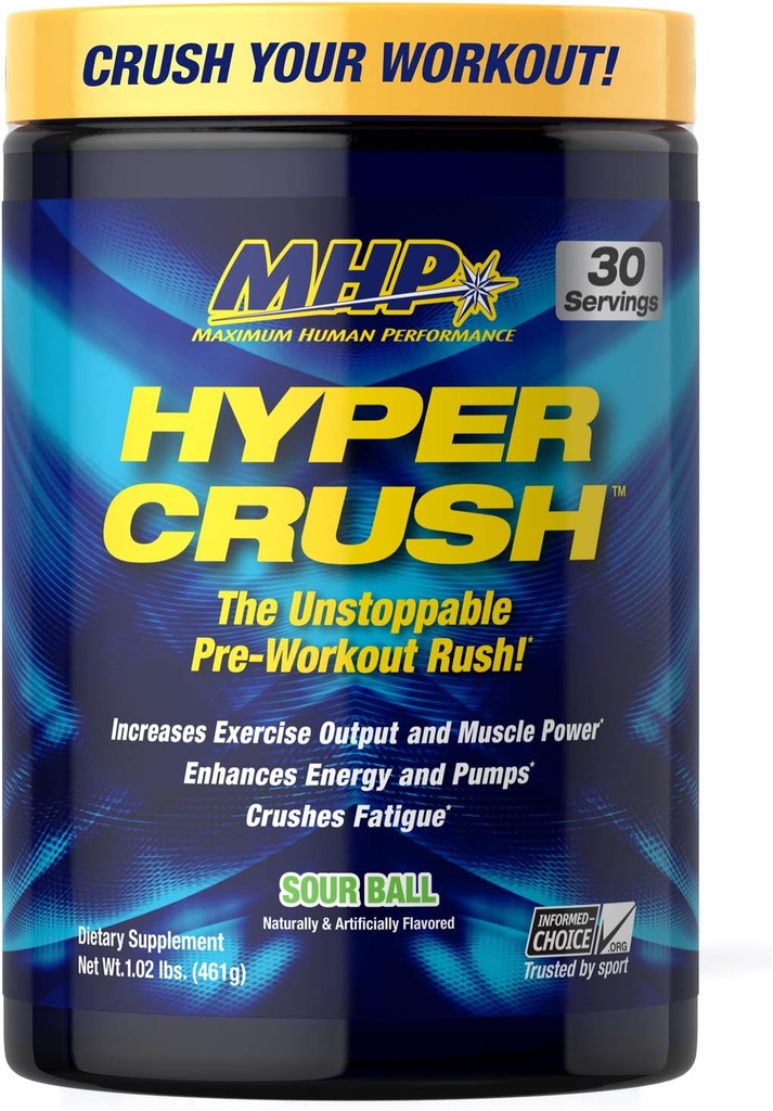 Mhp Bcaa Strong Pre, Intra, Post Workout Drink, Natural Fermented Amino Acids, Leucine, Muscle Recovery, Sour Ball, 30 Servings