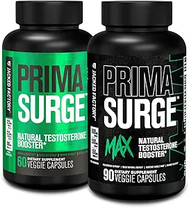 Jacked Factory Testosterone Booster for Men PRIMASURGE - w/Tongkat Ali, PrimaVie, Ashwagandha (60 Capsules) & Primasurge Max Mens Testosterone Booster (90 cápsulas)